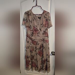 Chico's Elegant Floral Midi Dress - Pink and Cream